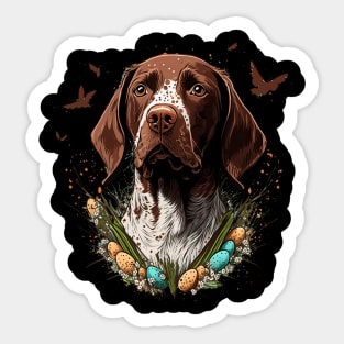 Pointer Dog happy easter day Sticker